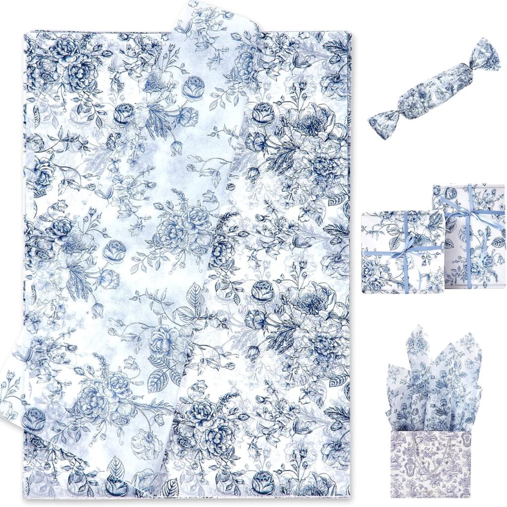 Blue Floral Tissue Paper